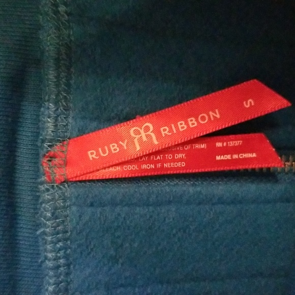 Ruby Ribbon Size S Funnel Neck Sweatshirt Pullover Top Long Sleeve Blue Zipper - Picture 3 of 6